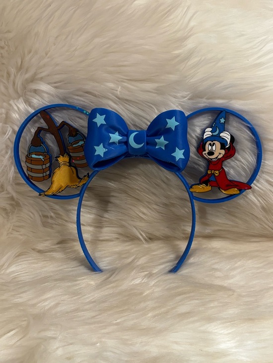 Hand Crafted Accessories - Hand Crafted Blue Sorcerer Mouse Ear Headband with Star Bow